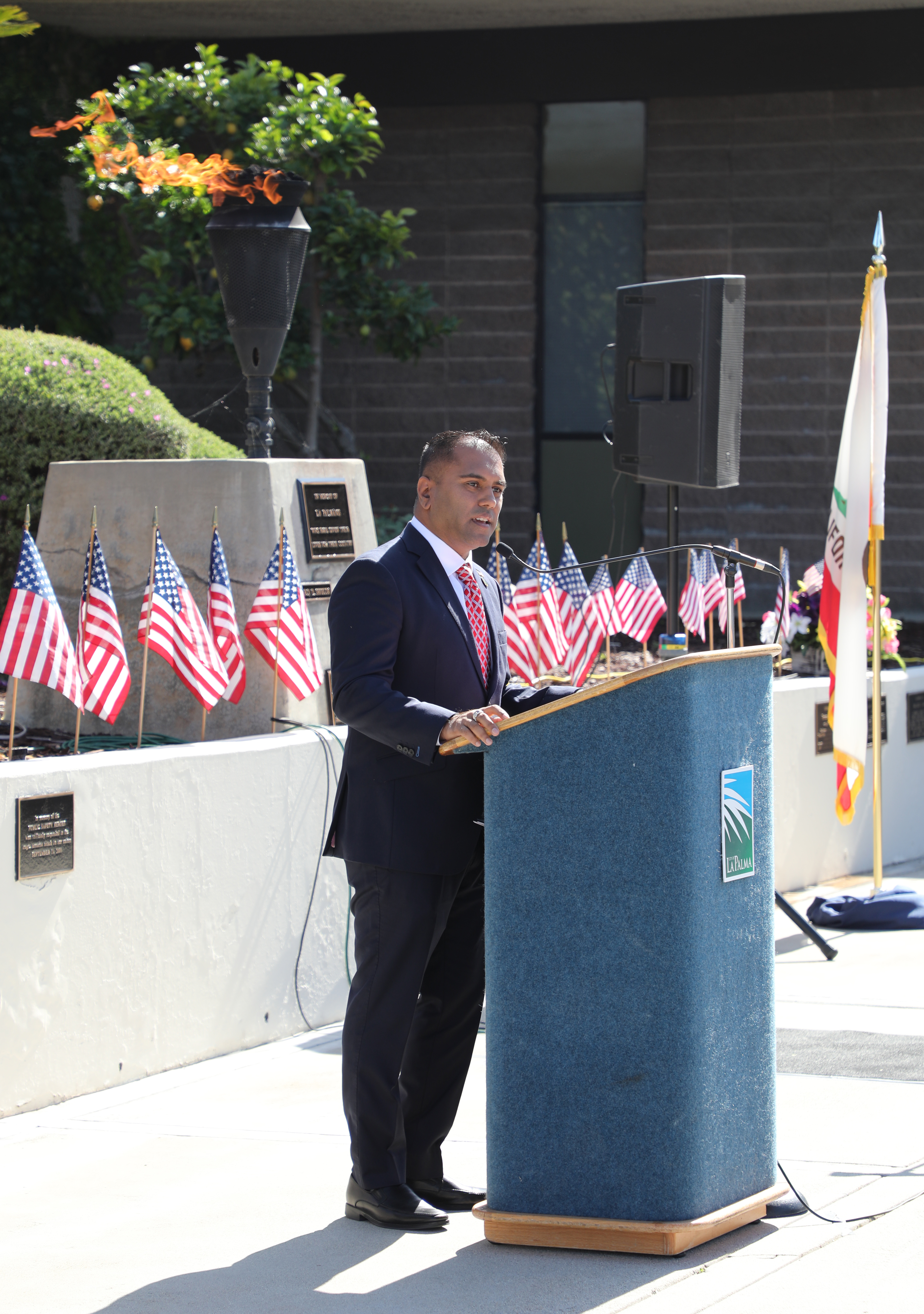 Nitesh Patel speaking at a civic ceremony